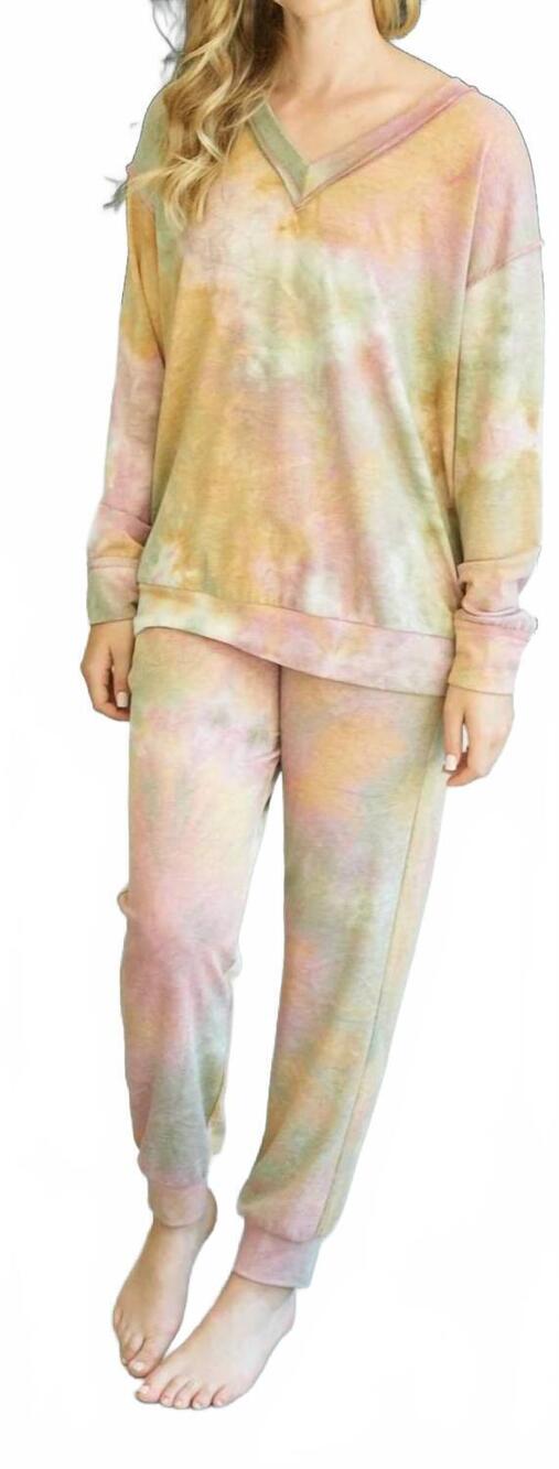 NEW WHITE BIRCH women's tie dye two piece set in multicolor